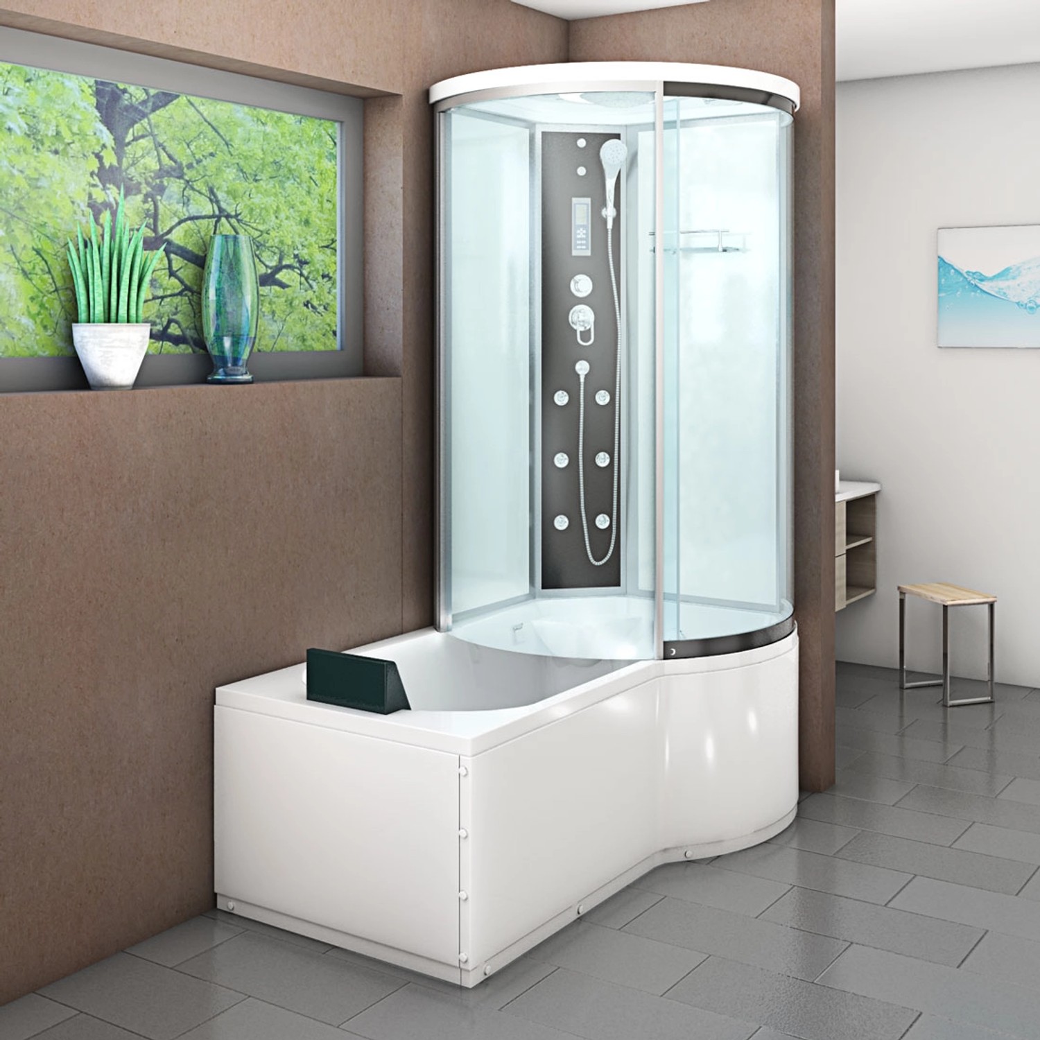 AcquaVapore Duschtempel K55-L01: Kombination aus Badewanne und Dusche, 170x100 cm.