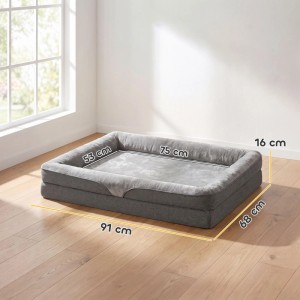PawHut Hundekissen Leinenimitat Flanell 91 x 68 x 16 cm Grau