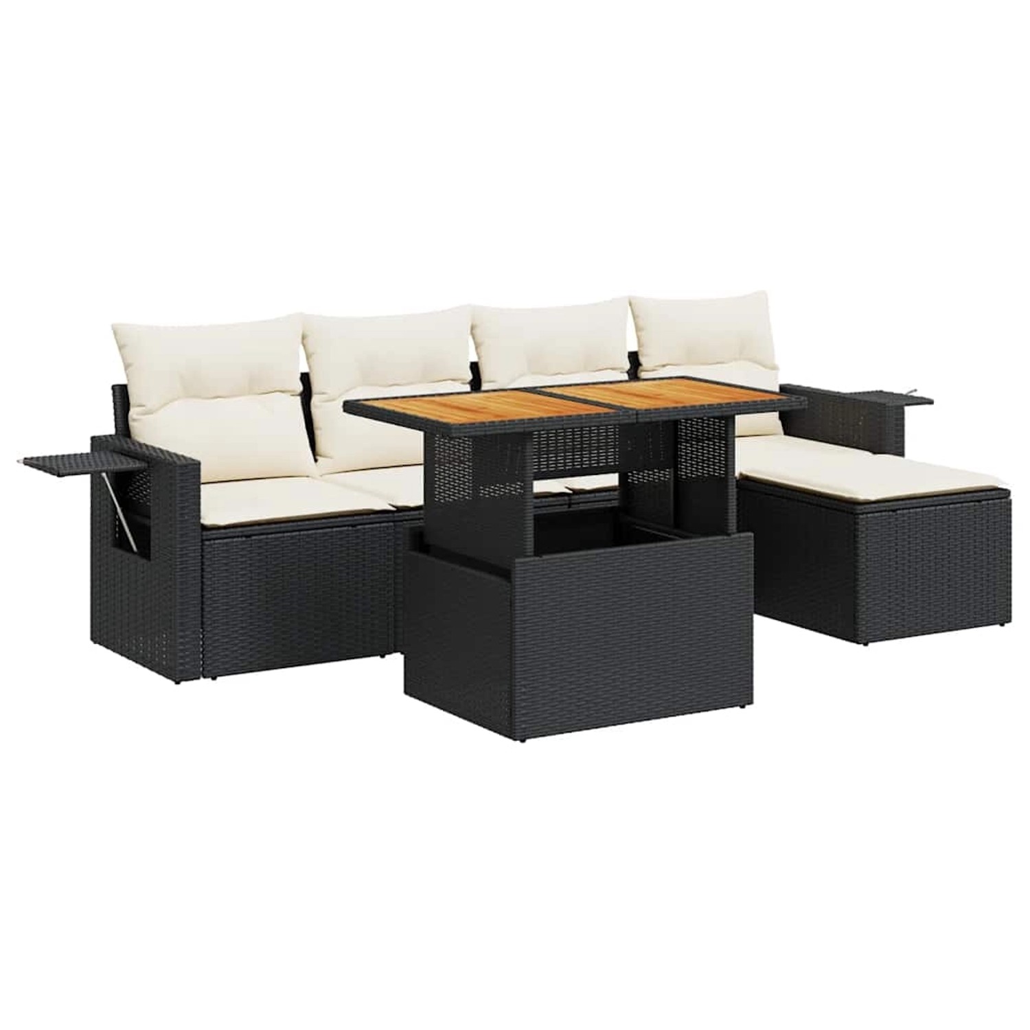 vidaXL 6-Tlg Garten-Sofagarnitur mit Kissen Schwarz Poly Rattan 3327136 günstig online kaufen