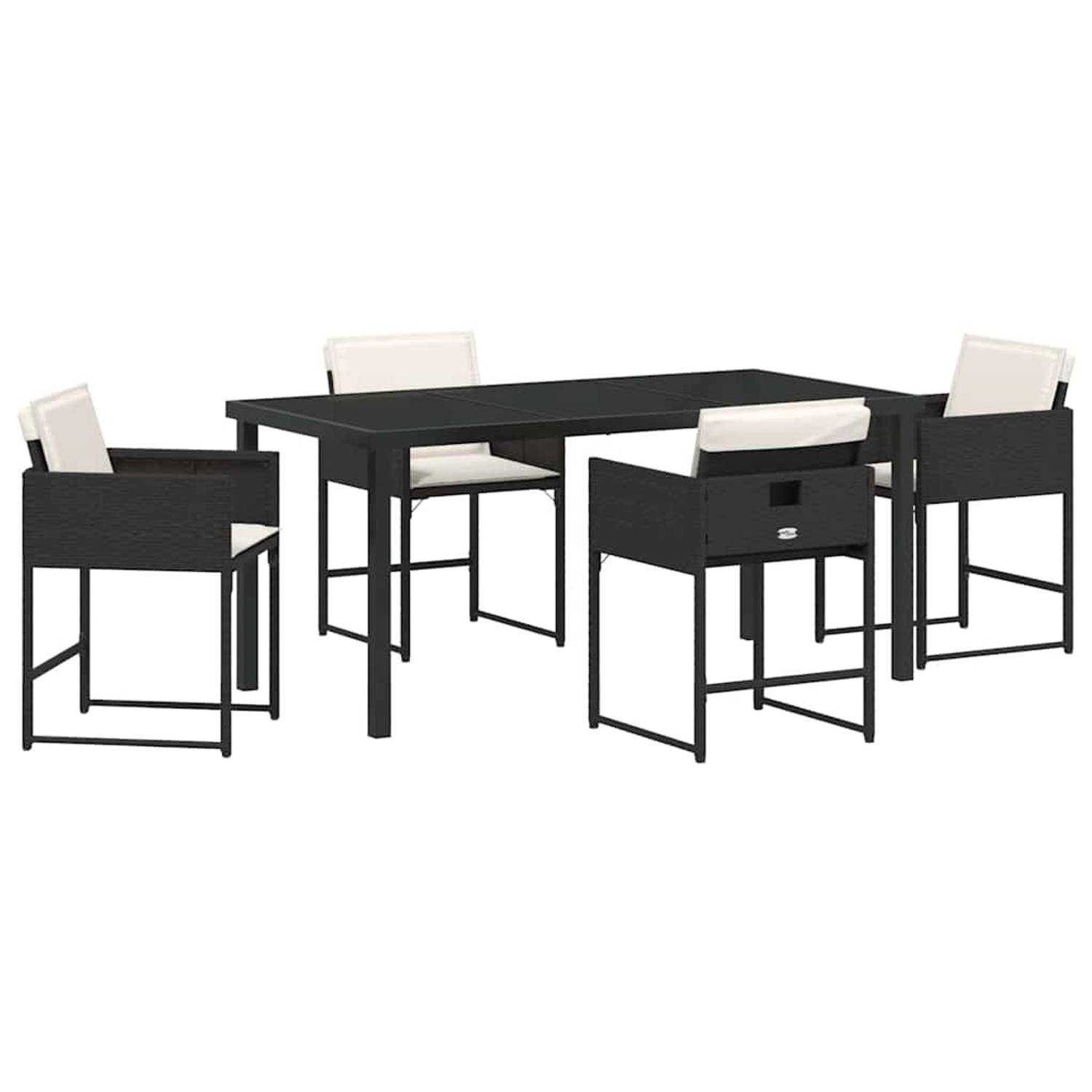 vidaXL Garten Essgruppe mit Kissen 5-Tlg Schwarz Poly Rattan 3380006 günstig online kaufen