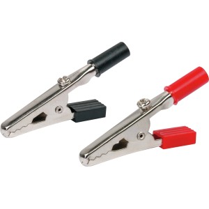 Schwaiger Krokodilklemmen 2er Set, rot und schwarz, für Audio-Zubehör.