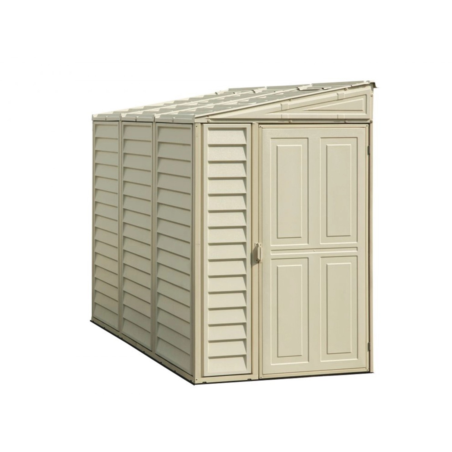 Duramax SideMate Kunststoff-Gartenhaus, 3,6 m², Gerätehaus mit Pultdach und Doppeltür.