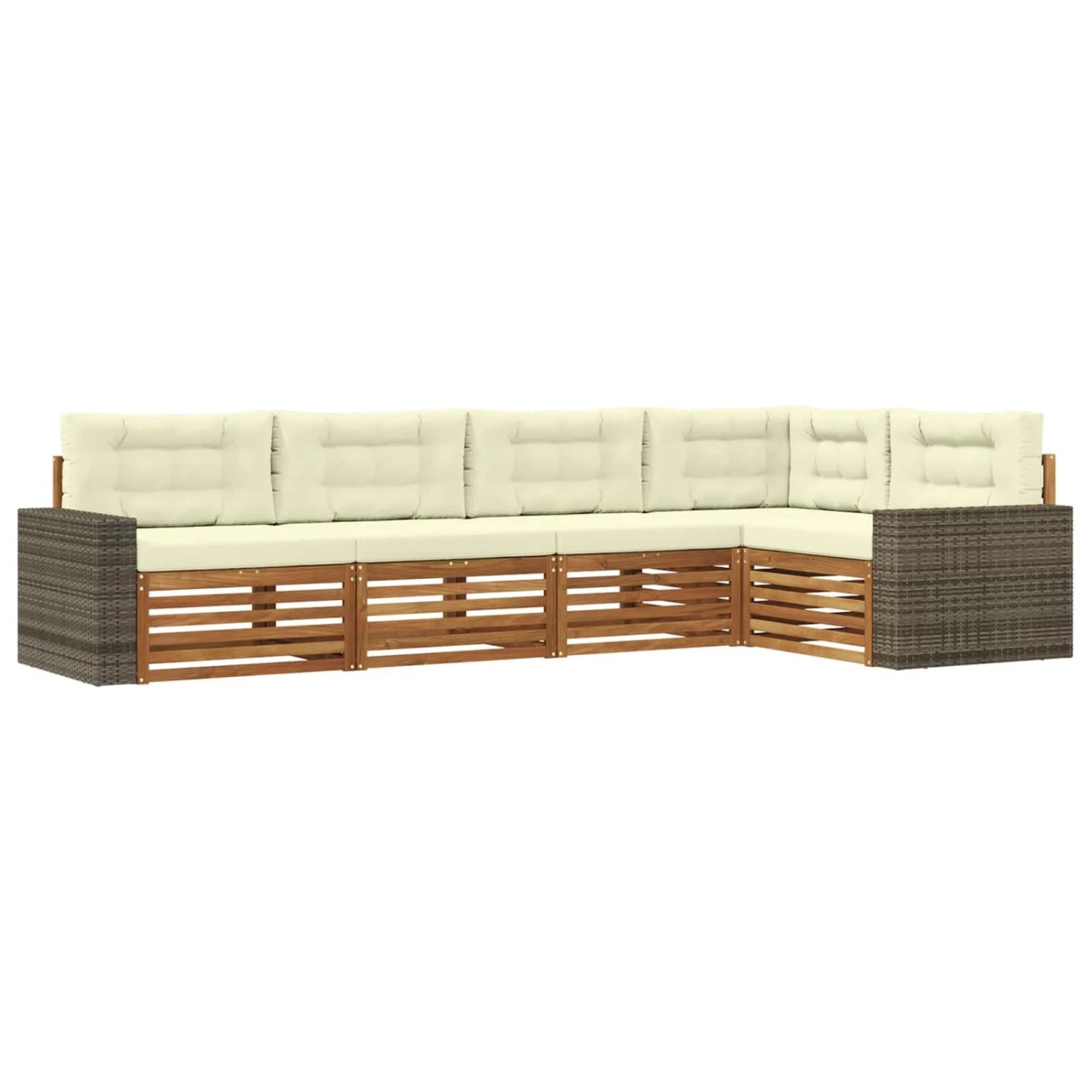 vidaXL Outdoor-Sofagarnitur 5 Stk Natur und Creme 331 x 172,5 x 73 cm 3383368