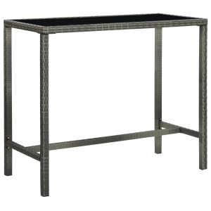 Grauer vidaXL Gartenbartisch mit Glasplatte, Teil des 5-tlg. Gartenbar-Sets.