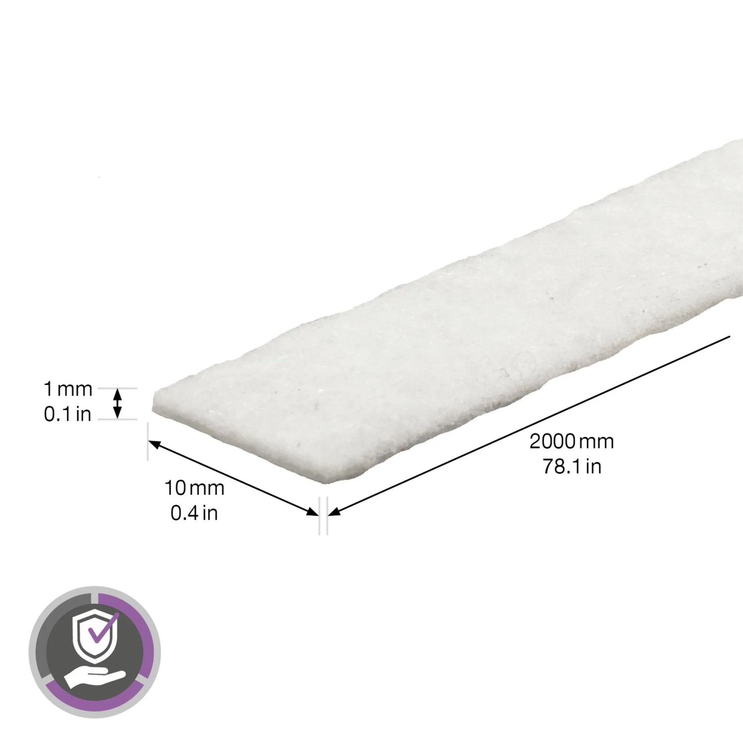 Wagner Softfilzrolle, weiß, 2000x10x1 mm, für Möbelgleiter und Oberflächenschutz.