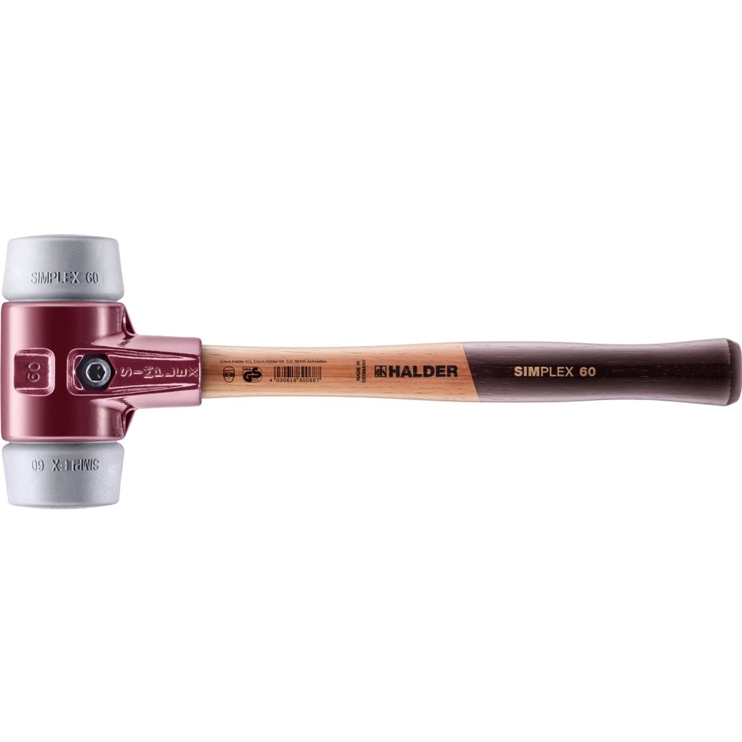 Halder Simplex Schonhammer Ø 60 mm TPE-mid Grau mit Tempergussgehäuse günstig online kaufen
