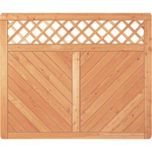 T&J Sichtschutzzaun Skagen aus Lärche, 180x150 cm, mit Lattenzaun-Element oben.
