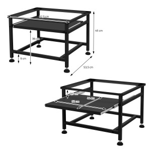 ML-Design Waschmaschinen Untergestell mit Auszug, Stahl, schwarz. Waschmaschinenerhöhung für sicheren Stand.