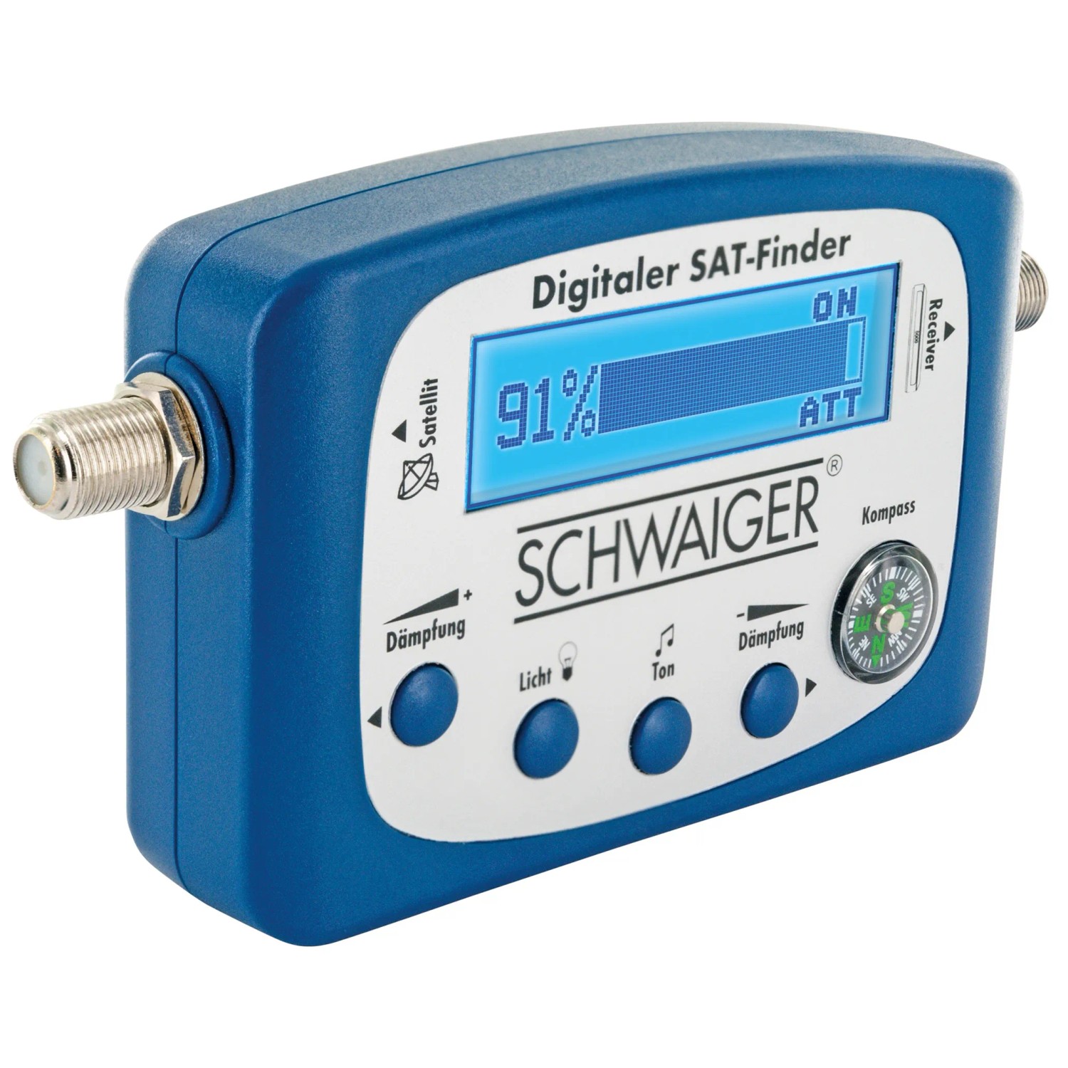 Schwaiger SAT-Finder SF80 mit LCD-Display zur Ausrichtung von Satellitenanlagen.