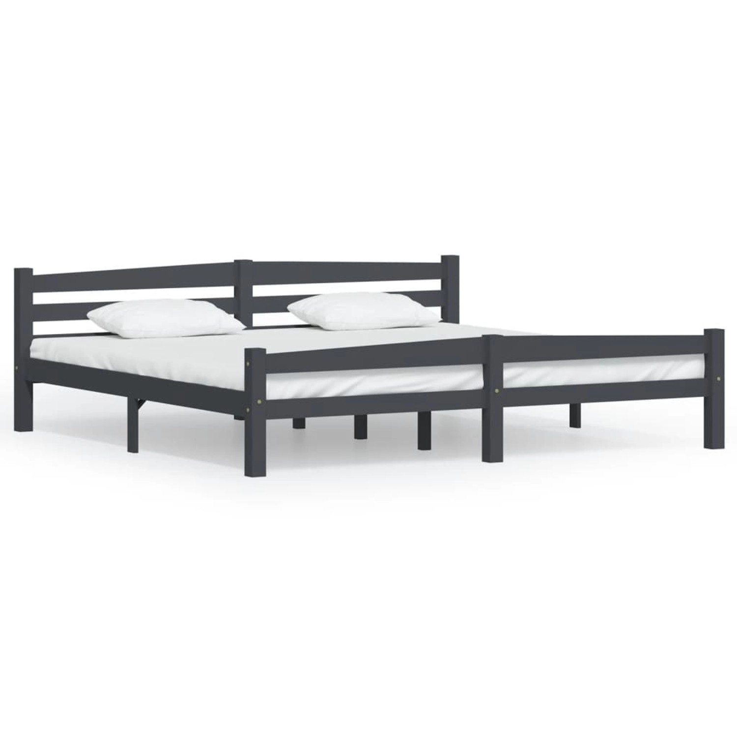 vidaXL Bettgestell Massivholzbett Dunkelgrau Kiefer 200x200 cm Bett Bettges günstig online kaufen