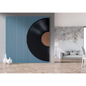 FN Acustico Akustikplatte mit Schallplattendekor, blau-schwarz, für verbesserte Raumakustik.