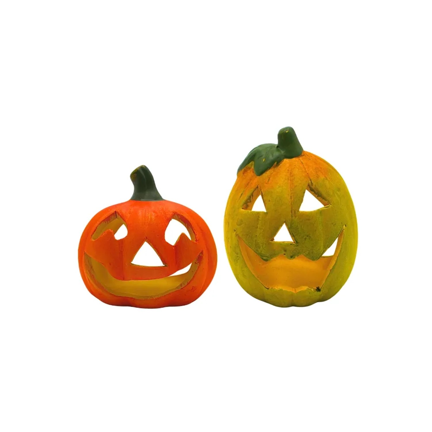 Dekohelden24 2er Set Kürbis Deko Laternen als Halloween Deko Herbstliche Teelichthalter Windlicht Windlichter Deko Kürbisse Outdoor L/B/H 8 x 8 x 8 cm