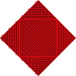 Rote Florco Kunststoff-Klickfliese classic, 40x40 cm, 6er-Pack. Offene Struktur mit Drainage.