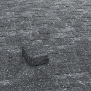 Diephaus Pflasterstein Collo Basalt, 21x14x7 cm, gekollert, für Gartenwege und Einfahrten.