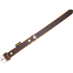 Braunes Heim Hundehalsband Toskana aus Leder, 30 mm breit und 65 cm lang.