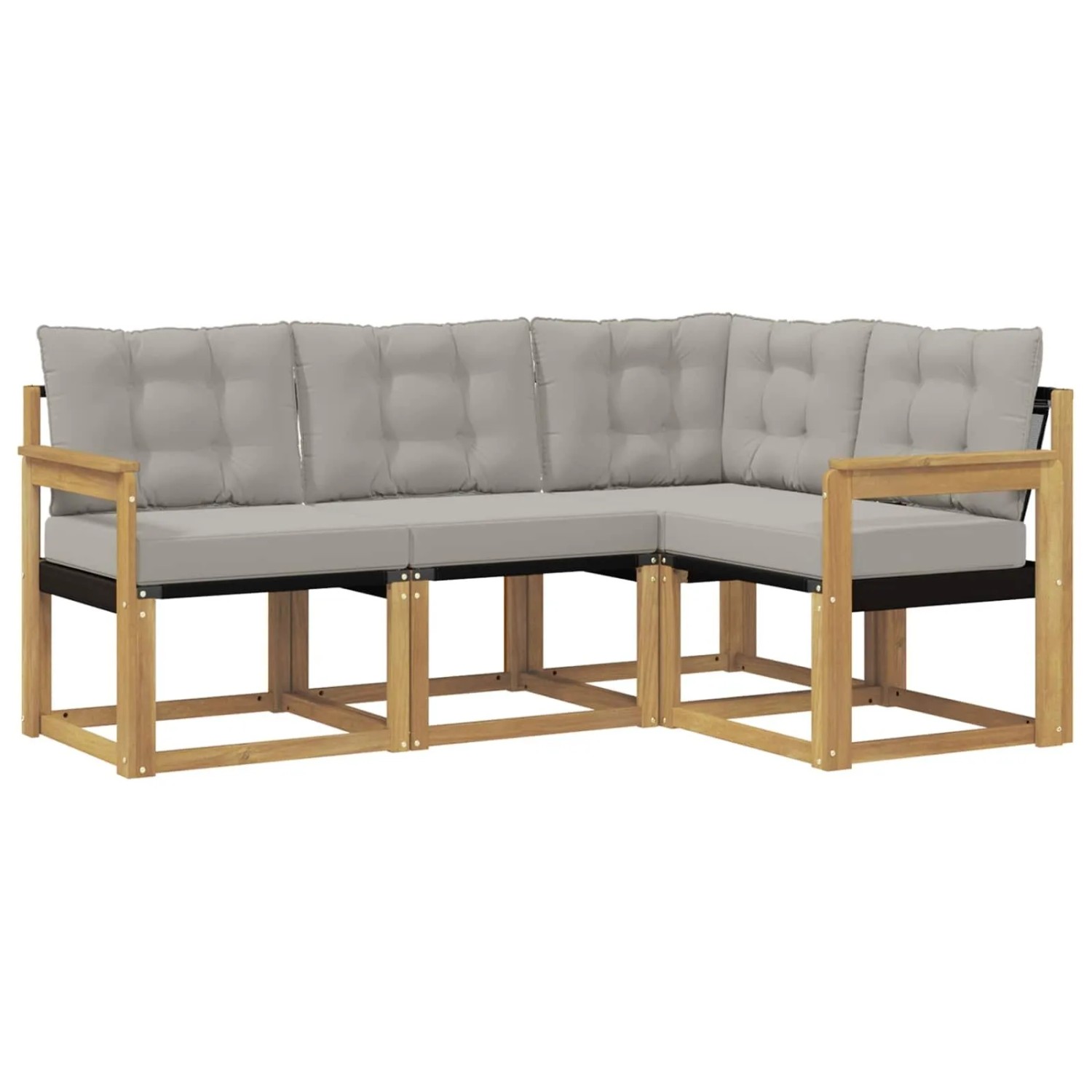 vidaXL Outdoor-Sofagarnitur mit Kissen 4-Tlg Weiß und Hellgrau 3389421
