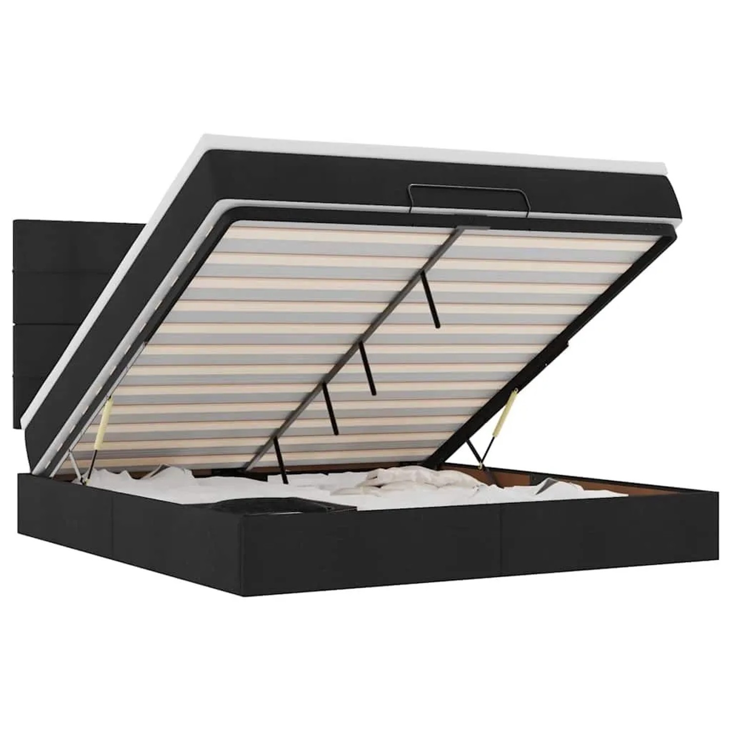 vidaXL Ottoman-Bett mit Matratze & LEDs Schwarz 180x200 cm Stoff 3314026