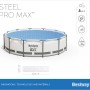 Bestway Stahlrahmenpool Steel Pro Max, Ø 427 cm, mit Abdeckplane. Lichtgrauer, runder Pool für den Garten.