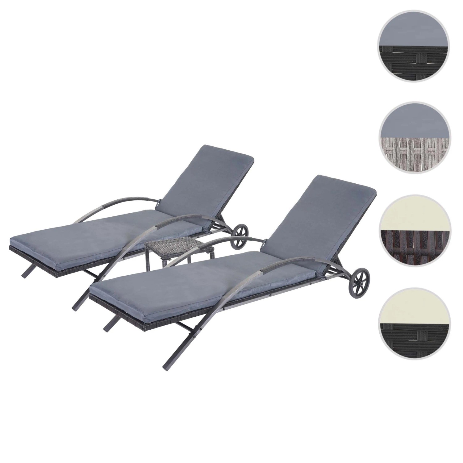 MCW Sonnenliege E27 2er-Set Schwarz Kissen Dunkelgrau_9
