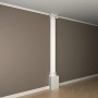Weiße PROFHOME Halbsäule mit Sockel als Zierelement/Stuckdekor (39,1x69,8x19,3cm).