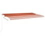 vidaXL Markise, manuell einziehbar, orange-braun, 600x300 cm, mit LED-Beleuchtung.