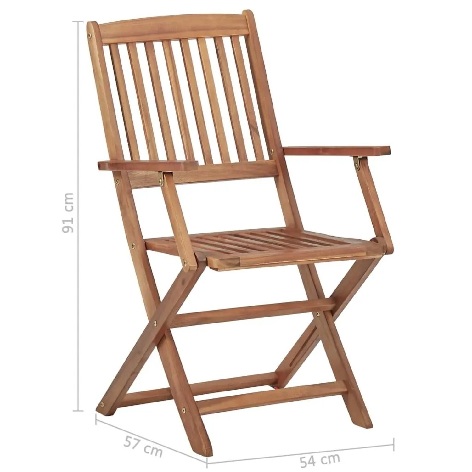 Brauner klappbarer Gartenstuhl aus massivem Akazienholz, Lattenrost-Design, Armlehnen. Ideal für Garten & Terrasse.