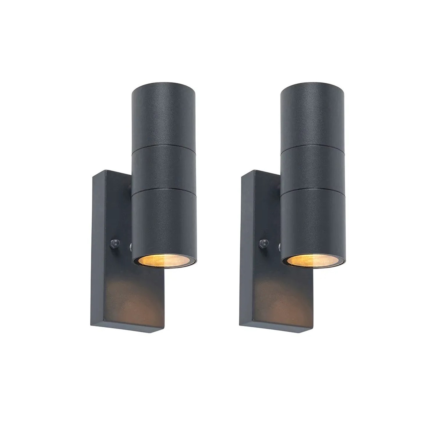 QAZQA 2er Set Außenwandleuchte Dunkelgrau 2 Licht Hell Dunkel Sensor Duo