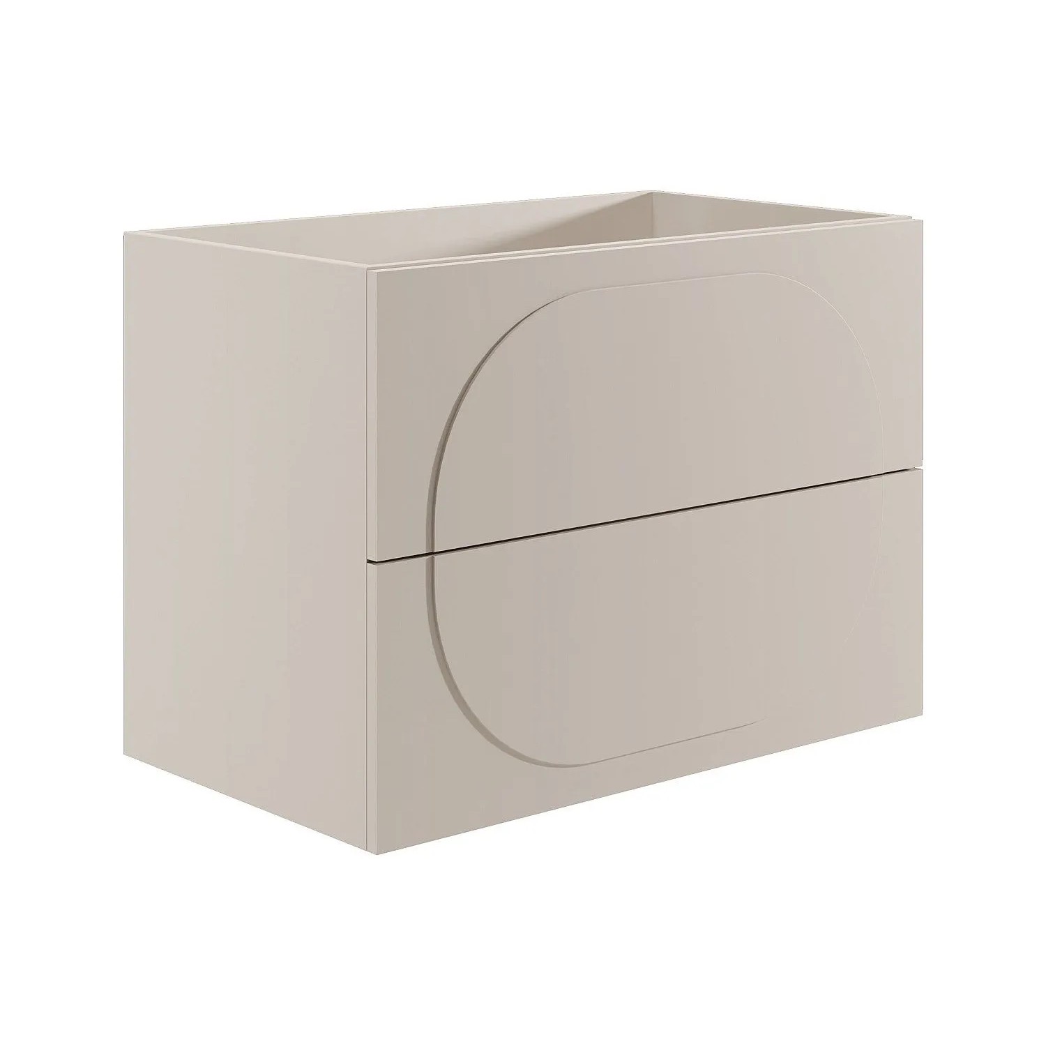 Beiger Vente-unique Waschbeckenunterschrank Vutoma, 80 cm, mit 2 Schubladen und abgerundeter Front.