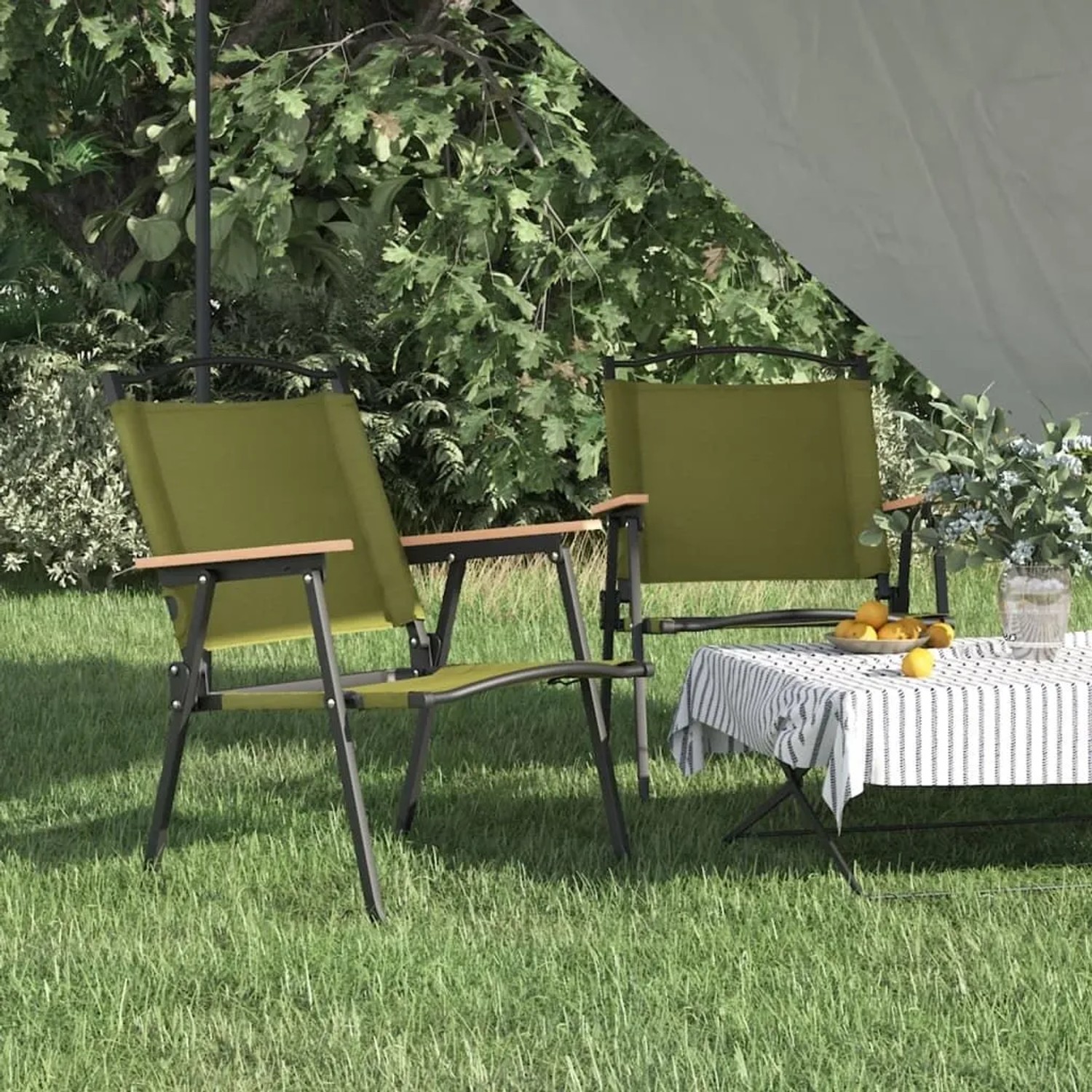 vidaXL Campingstühle 2 Stk Grün 54x55x78 cm Oxford-Gewebe 319486_2