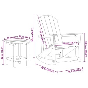 vidaXL Garten Lounge Set, 3-teilig, weiß, mit Maßen von Stuhl und Tisch, für Gartenmöbel.