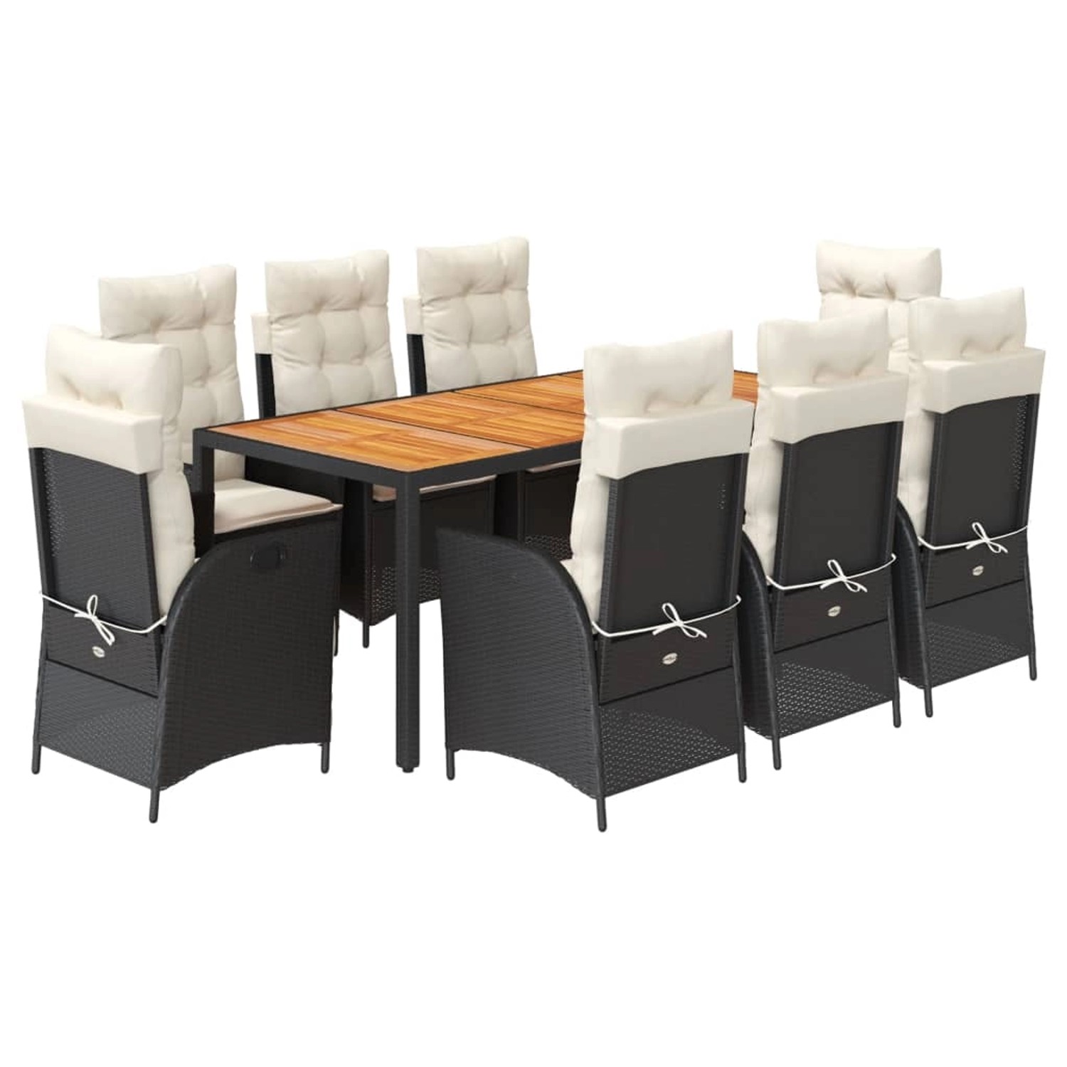 vidaXL 9-Tlg Garten-Essgruppe mit Kissen Schwarz Poly Rattan 3213092 günstig online kaufen