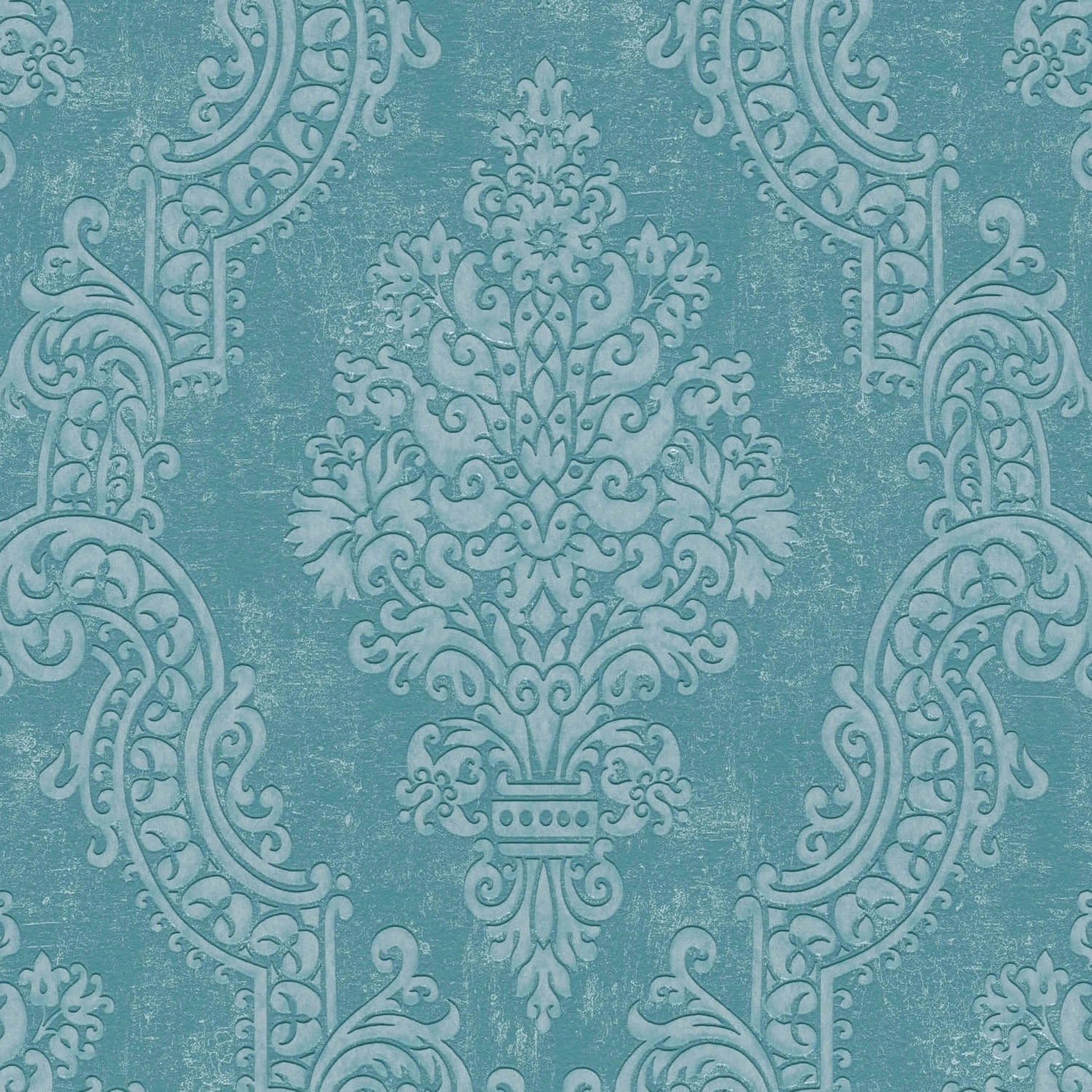 PROFHOME 397654-GU Barock Tapete Ornament schimmernd Blau Türkis 0,53 m x 1 günstig online kaufen