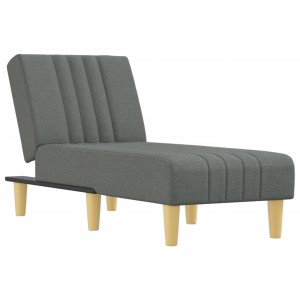 Dunkelgraue vidaXL Chaiselongue Modell 4 aus Stoff mit Holzfüßen.