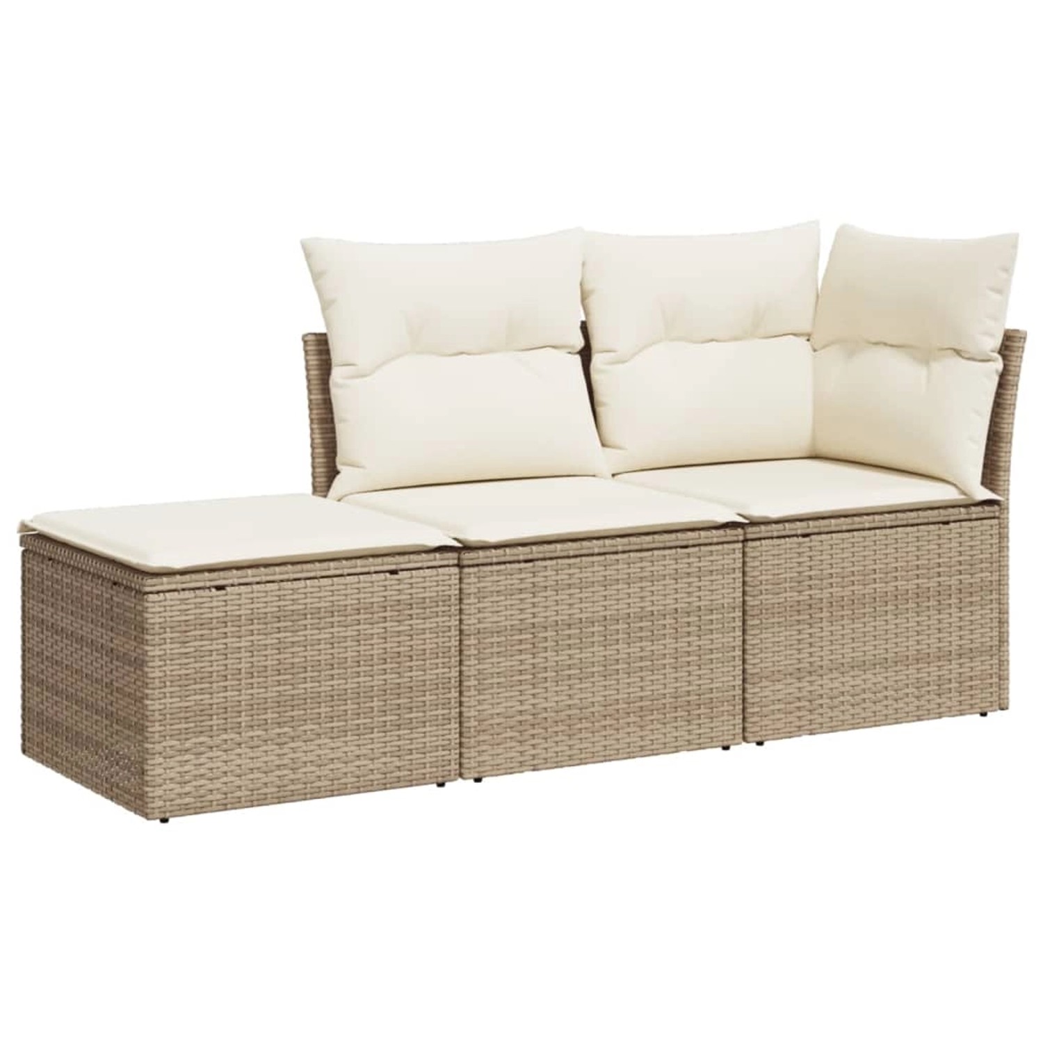 vidaXL 3-Tlg Garten-Sofagarnitur mit Kissen Beige Poly Rattan 3217468