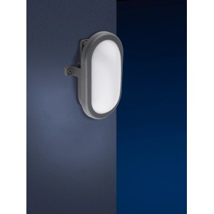 Anthrazitfarbene LED-Ovalleuchte 5,5W als Kellerleuchte für Feuchträume und Außenbereiche.