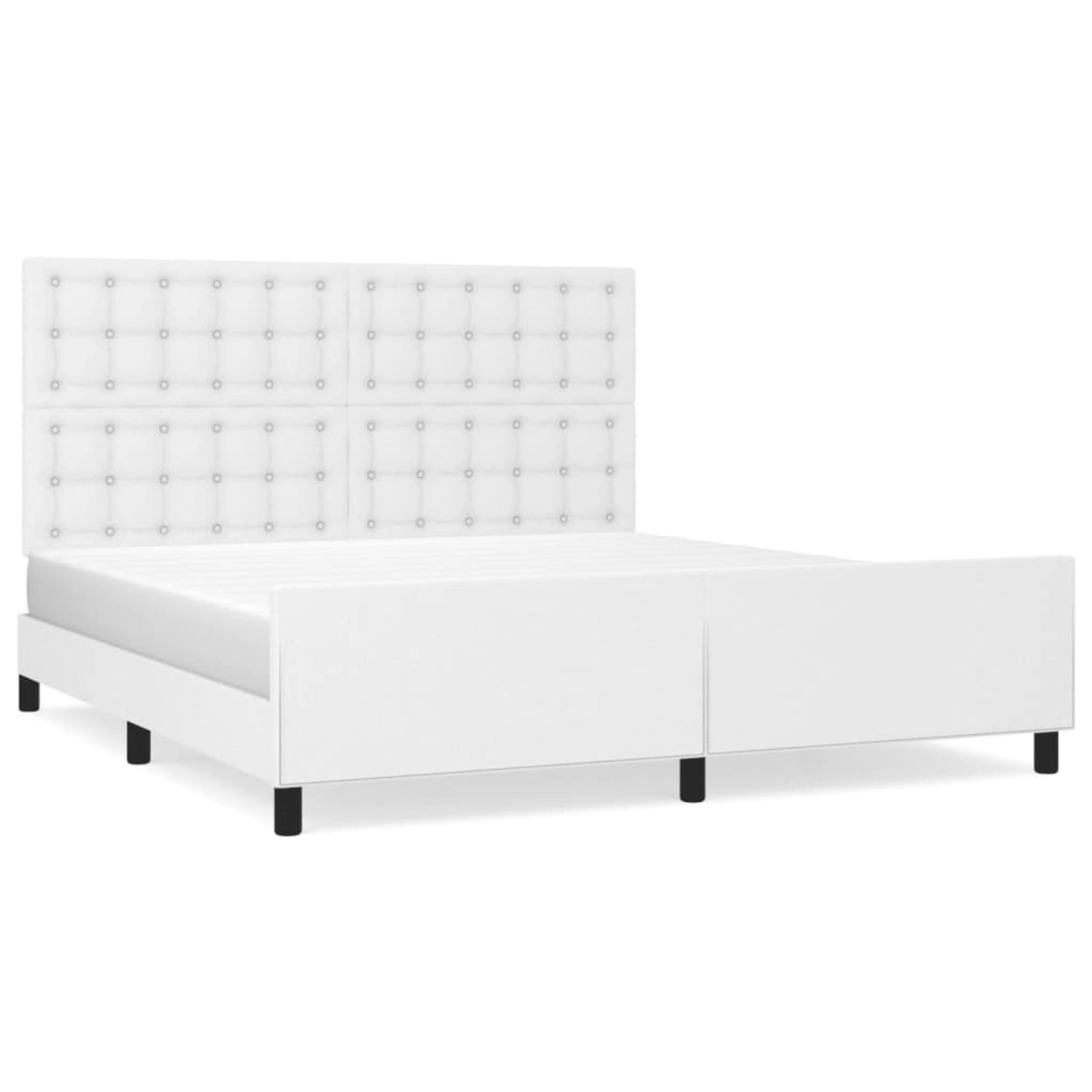 vidaXL Bettgestell mit Kopfteil Weiß 180x200 cm Kunstleder 3125586 günstig online kaufen