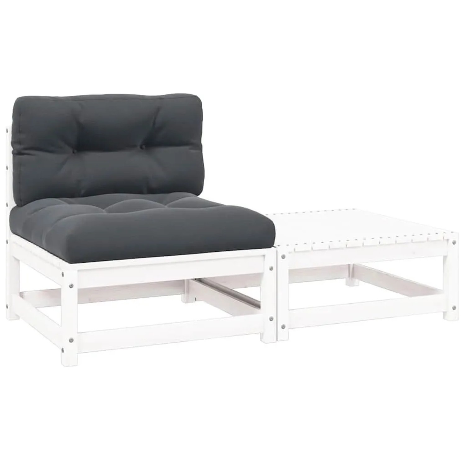 vidaXL 2-Tlg Garten-Lounge-Set mit Kissen Weiß Kiefer Massivholz 805761