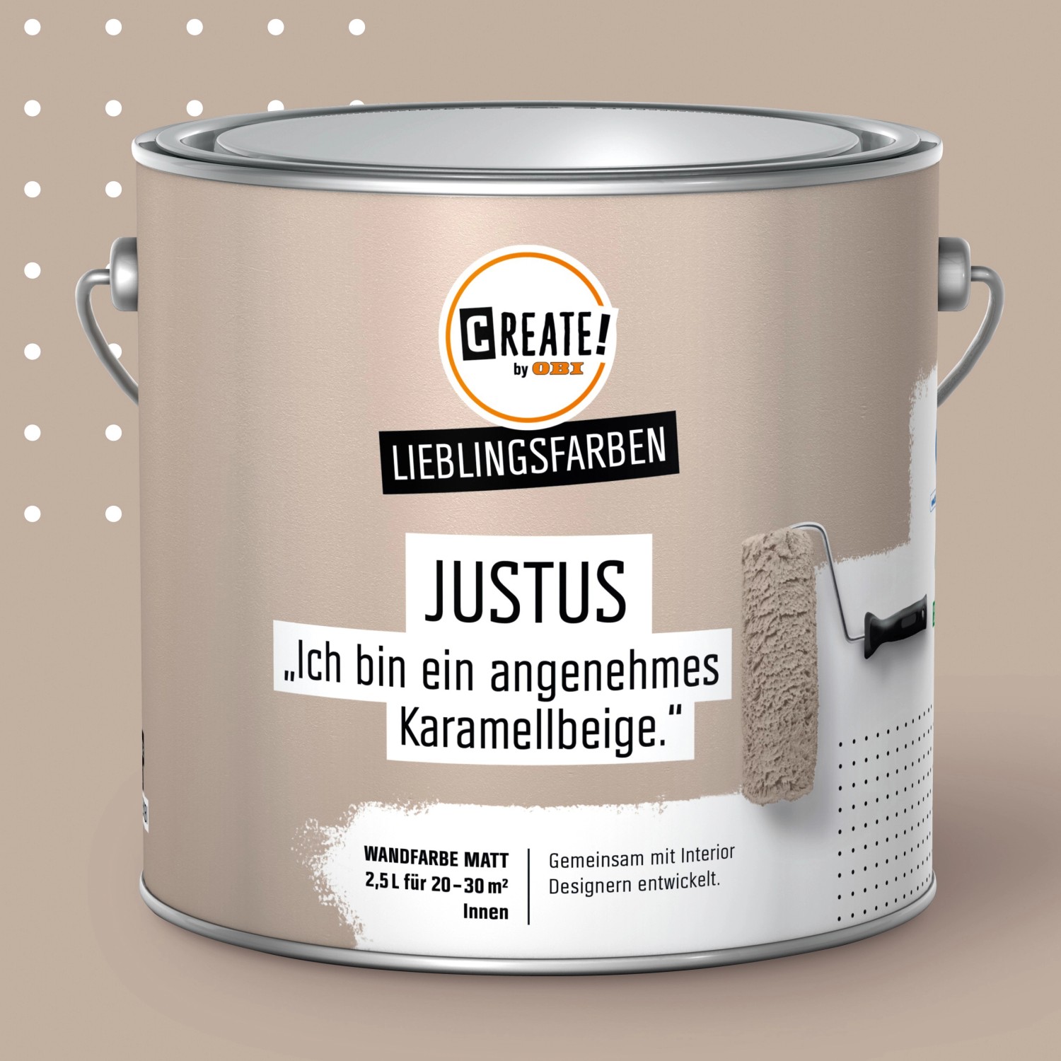 CREATE! by OBI Lieblingsfarben Wandfarbe Justus Karamellbeige matt 2,5 l