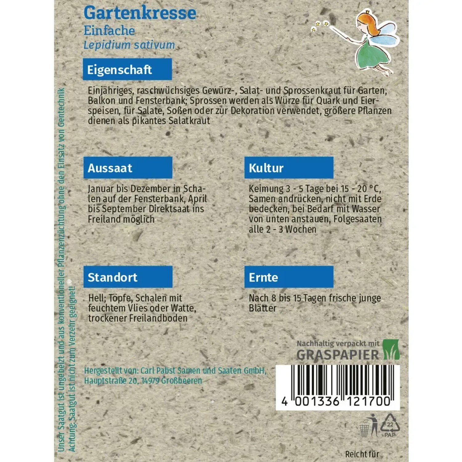 Packung Gartenkresse Samen: Einfache Saatgut für aromatische Kräuter.
