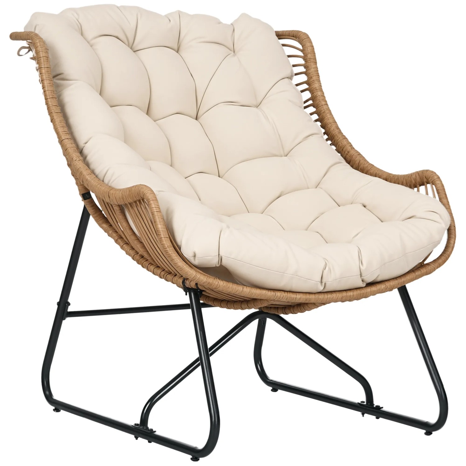 Outsunny Rattansessel Stahl Polyester 75L x 101B x 90H cm Khaki