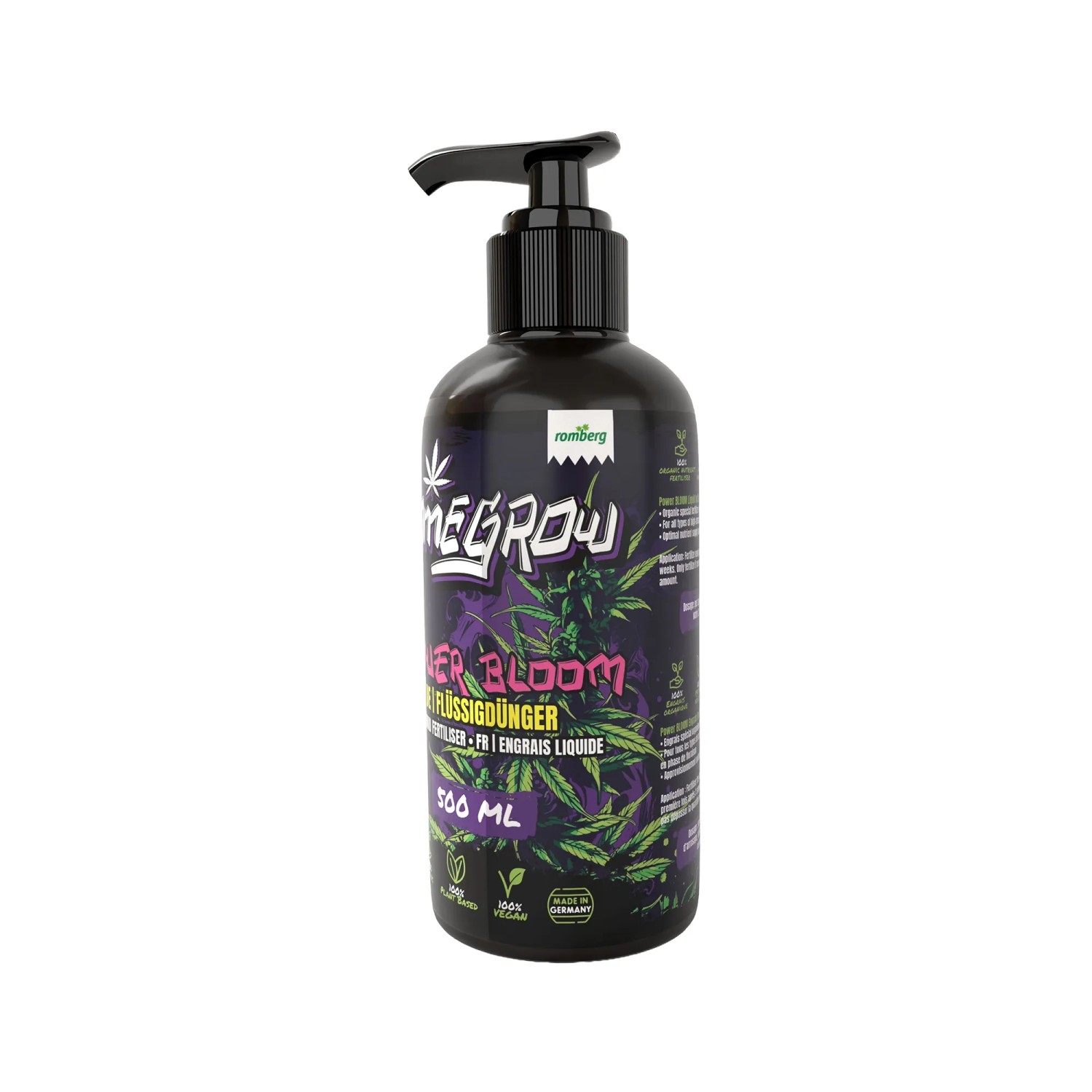Romberg Power Bloom Flüssigdünger, 500ml Flasche mit Dosierpumpe, für Starkzehrer.