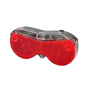 Fischer LED-Batterie Rücklicht für Gepäckträger, rote Reflektorfläche.