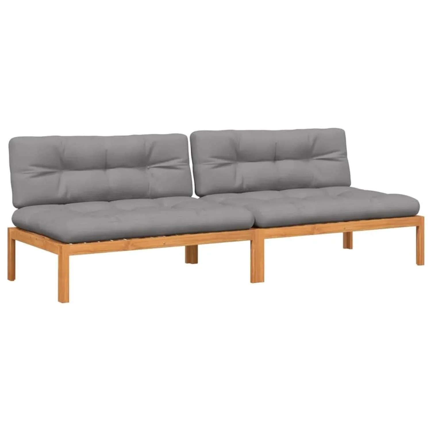 vidaXL Garten-Mittelsofas aus Paletten mit Kissen 2 Stk Akazienholz 3209482