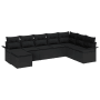 Schwarzes 8-teiliges Garten-Sofa-Set aus Poly Rattan mit Kissen von vidaXL.