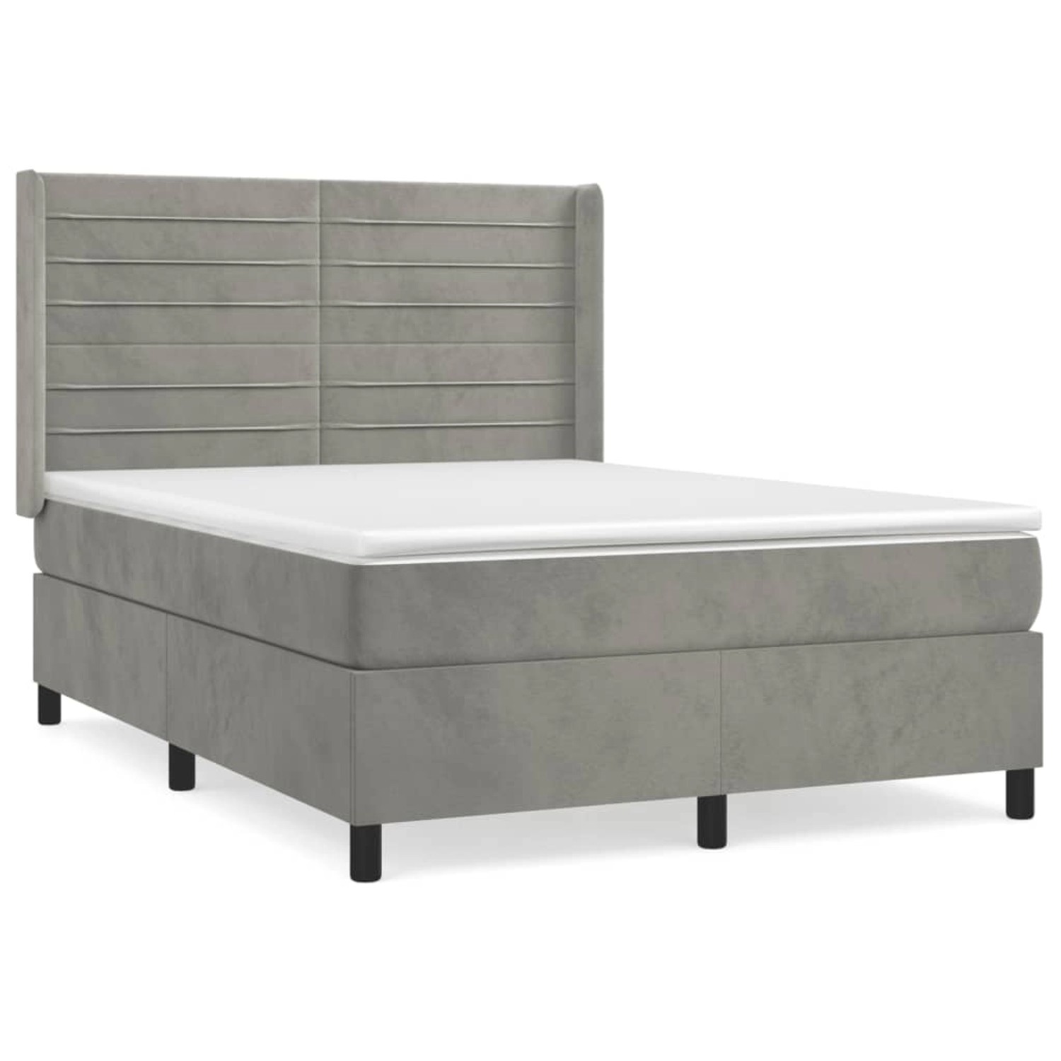 Vidaxl Boxspringbett Mit Matratze Hellgrau 140x200 Cm Samt günstig online kaufen