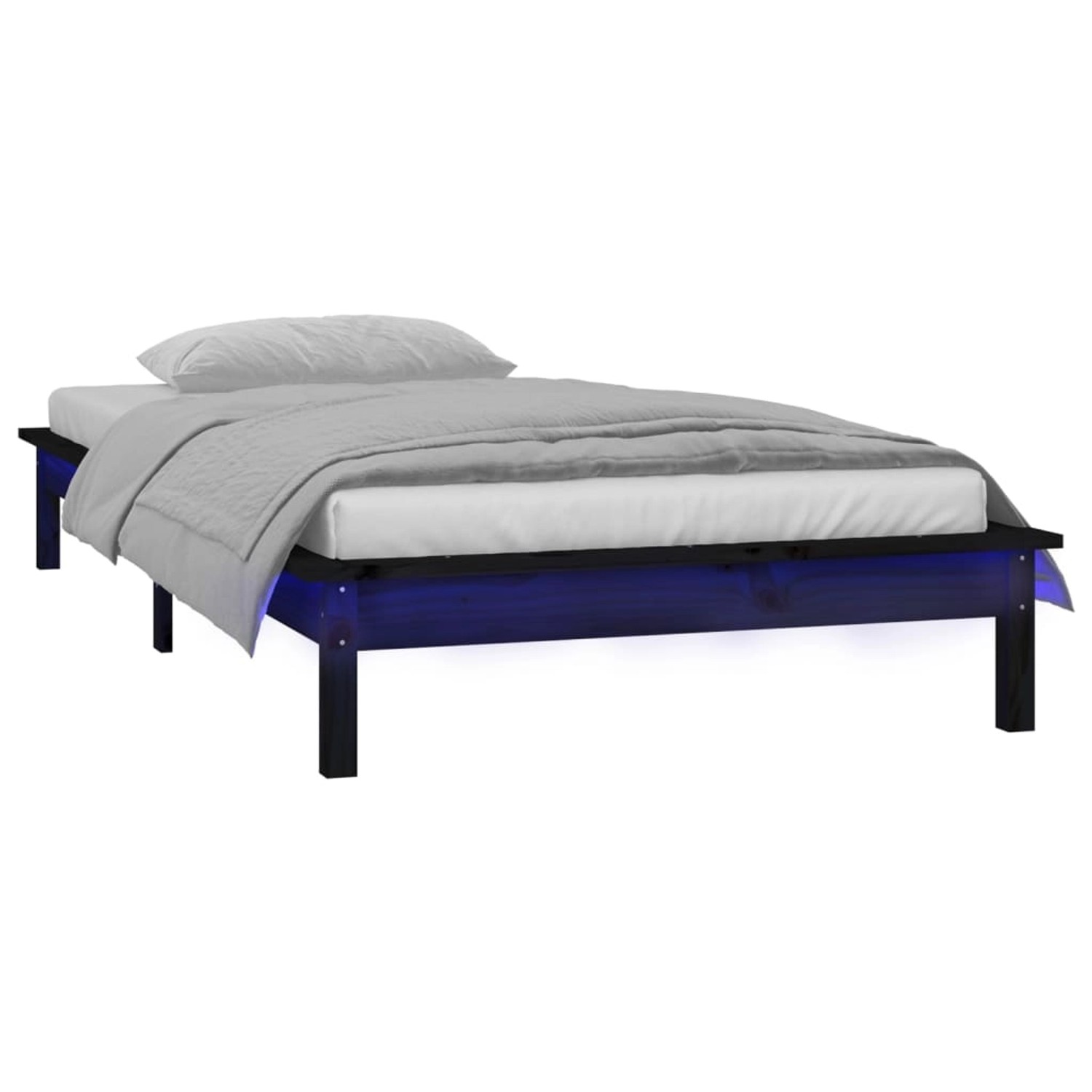 vidaXL Massivholzbett mit LEDs Schwarz 75x190 cm 820635 günstig online kaufen