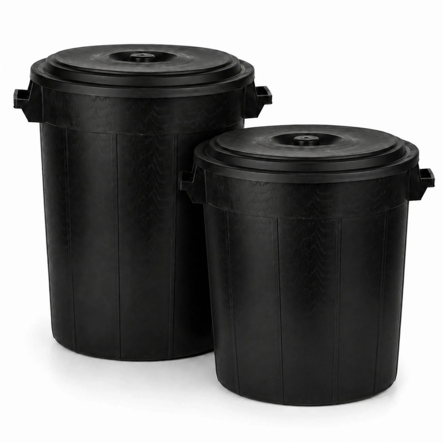 BigDean Universaltonne 70 & 50 Liter mit Deckel und 2 Tragegriffen Allzweck Tonne Schwarz