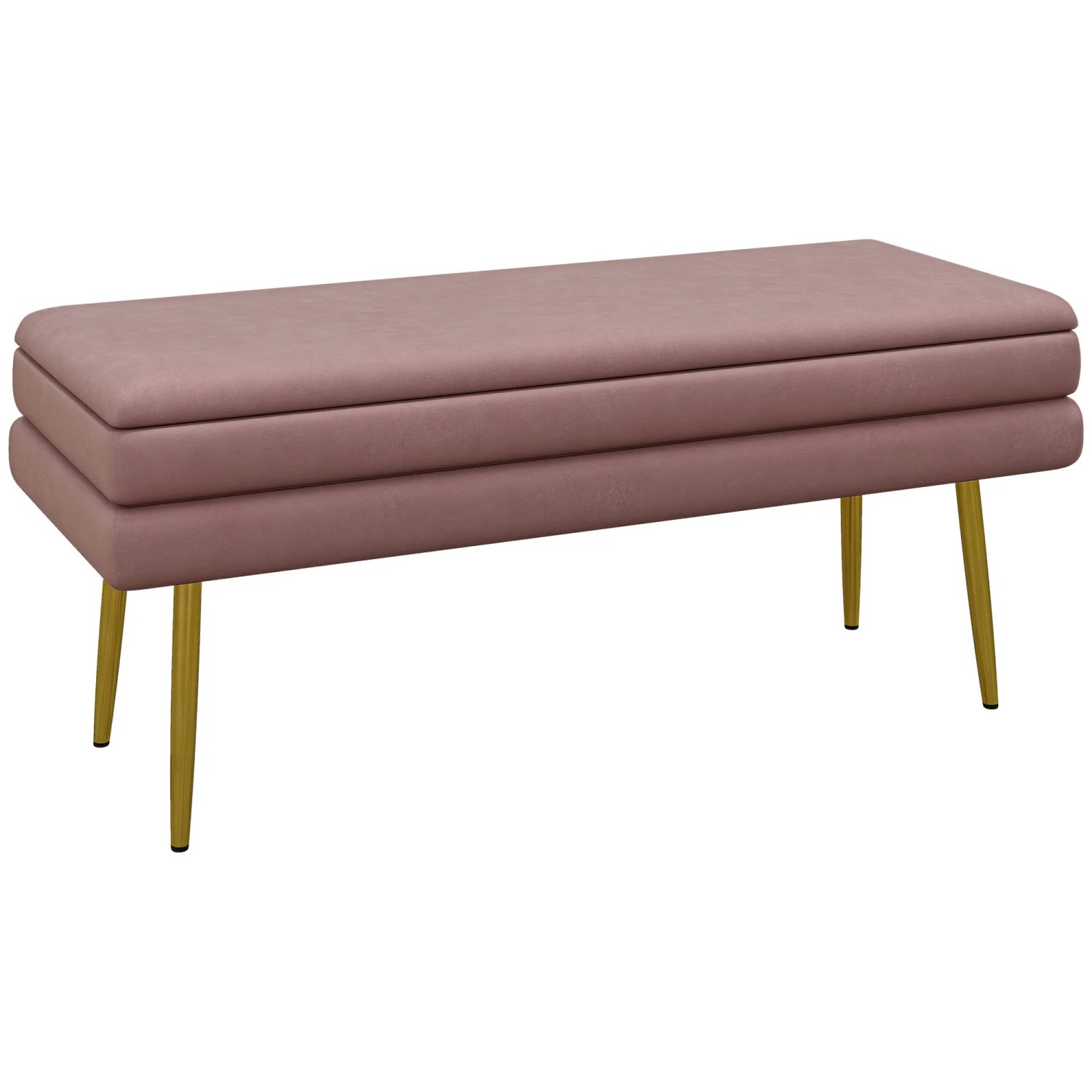 HOMCOM Sitzbank Polsterbank Stauraum Samtoptik Bettbank Rosa 100 x 37 x 42 cm