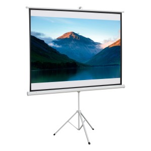 HOMCOM Beamer Leinwand, 84 Zoll, mit Stativ in Weiß. Ideal für Heimkino und Präsentationen.