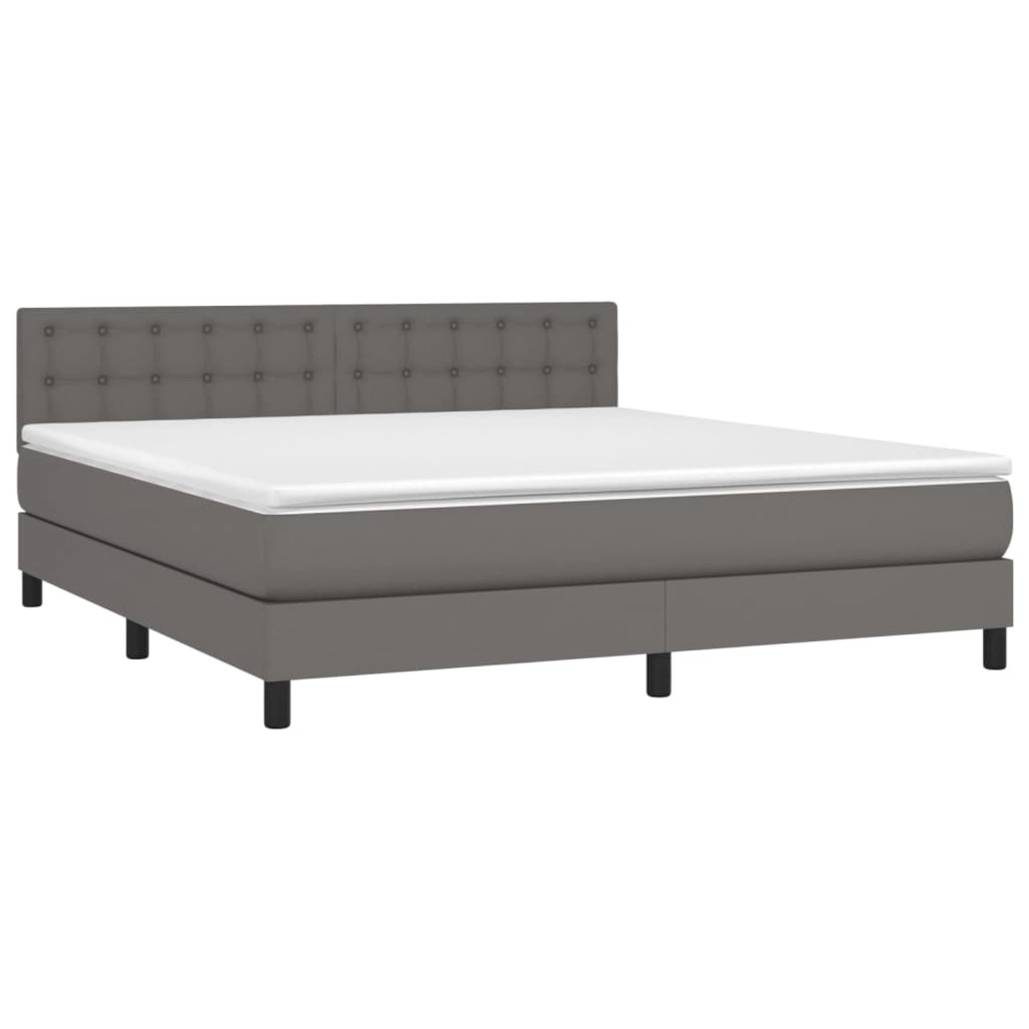 vidaXL Boxspringbett mit Matratze & LED Grau 180x200 cm Kunstleder 3134241 günstig online kaufen